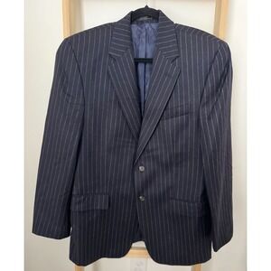 Lauren Ralph Lauren Blazer 40R Navy Pinstripe Wool Cashmere 2 Button Sport Coat